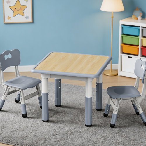 Height-Adjustable Graffiti Desktop Kids Table and 2 Chairs Set